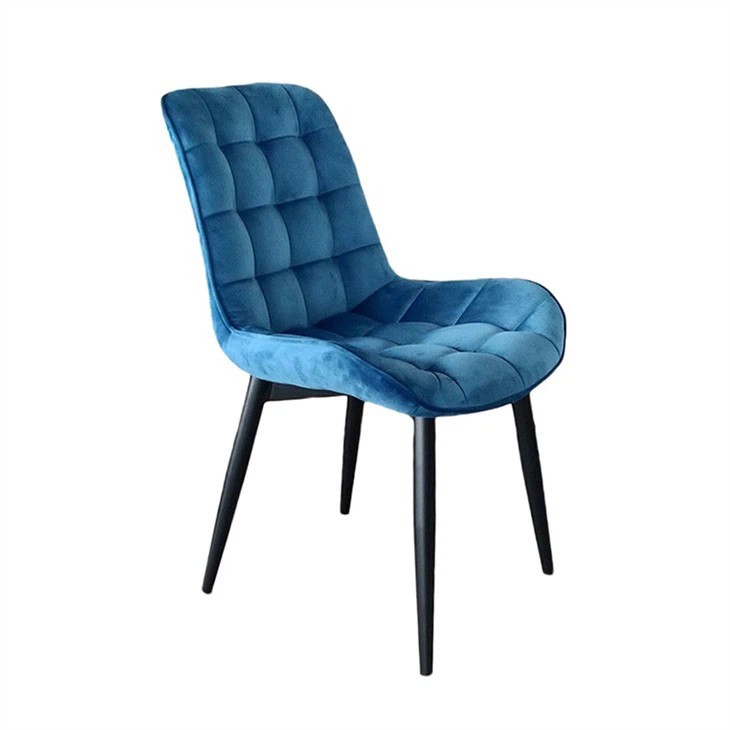 Blue Velvet Cushioned Chair